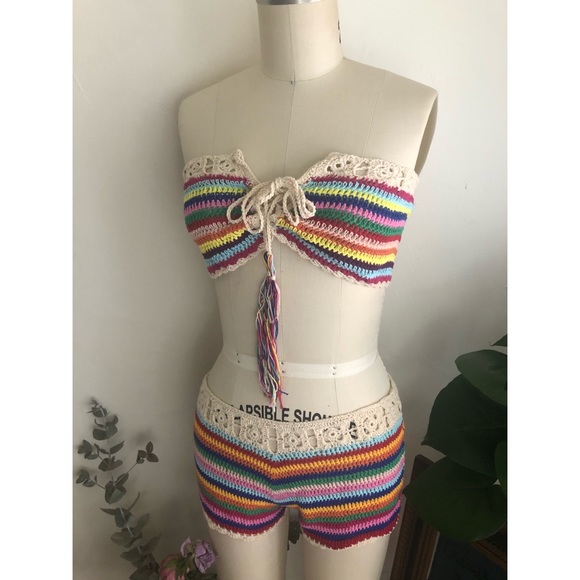 Handmade Cotton-Crochet Colorful-Swimsuit - Picture 5 of 7